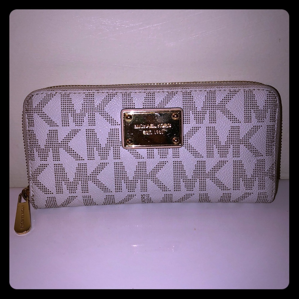 White & Gold MK wallet